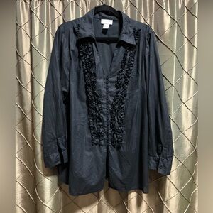 EUC- Soft Surroundings Ruffle Front 100% Cotton Blouse
